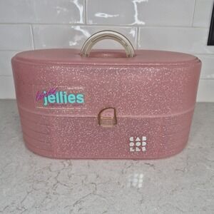 Rare Vtg Caboodles Jellies Large  Model 2642 Pink‎ Organizer Vanity Makeup Case